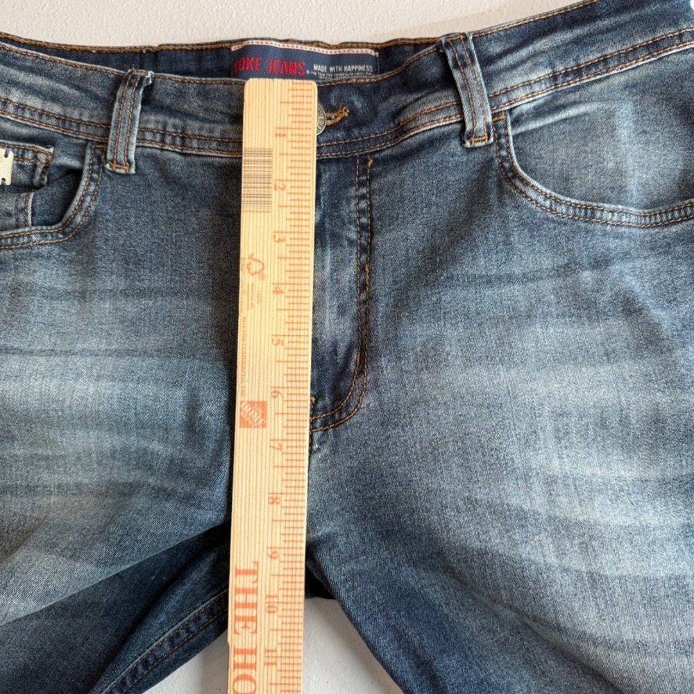 Coca-Cola Jeans Mens Jeans 32 Blue Skinny Stretch‎ Distressed Whiskered Denim - Picture 3 of 16